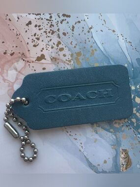 Vintage Coach Glacier double-sided hangtag with silver ballchain
